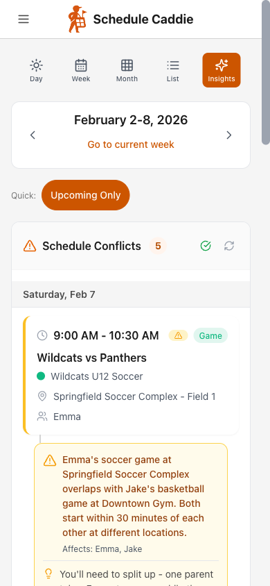 AI-Powered Insights showing detected conflicts